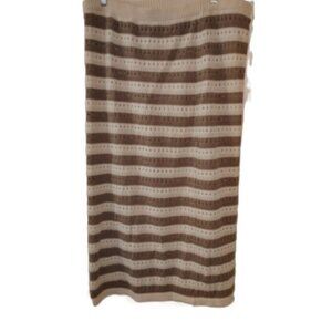 Tan Skirt w/slip Crochet WHIMSICAL STRIPED BOLD NEUTRAL AMERICAN PREP FUN  NWT